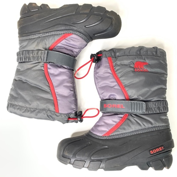 SOREL Cub Grey & Red Winter Snow Boot 4Y - Picture 3 of 8